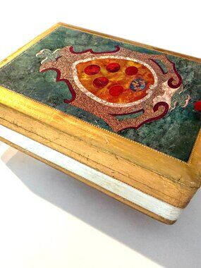 Florentine Hand Crafted Painted Gilt Decorated Folk Italian Humidor Box